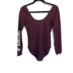 PINK Victoria's Secret Burgundy Long Sleeve Bodysuit
